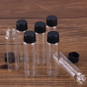 Večino 100 kosov Premer 16 mm Prazne Steklenice z Črni Plastični Pokrovi 3 Velikosti U-izbrati