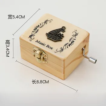 Naključna glasba Starinsko Izrezljane Lesene Strani Ročice Music Box Božično Darilo, Darilo za Rojstni dan Stranke Krsto Anonimnost Dekoracijo