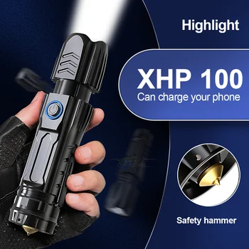 Super močan XHP100 led Taktično svetilko 18650 USB polnjenje baklo XHP90 zoom bliskavica, ročno svetilko, lov svetilka LED