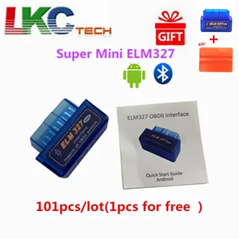 101pcs/lot (1pcs brezplačno )Z Optično branje knjiga Super Mini ELM 327 Bluetooth OBD II V2.1 Deluje Na Android Navora DHL BREZPLAČNO