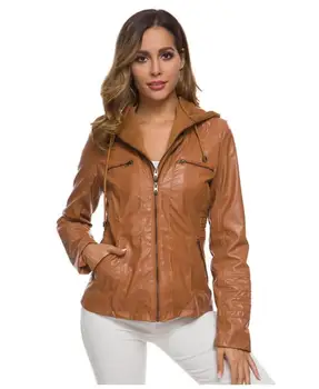 Vroče Jeseni in Pozimi ženska usnjena jakna z zadrgo motoristična usnjena jakna kratek odstavek PU jakno velikosti plašč 3XL