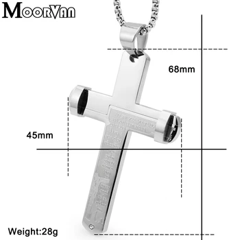 Moorvan krščanski križ za moške,visoke kakovosti punk ogrlico, obesek,velik križ iz nerjavečega jekla debelo nakit VP702