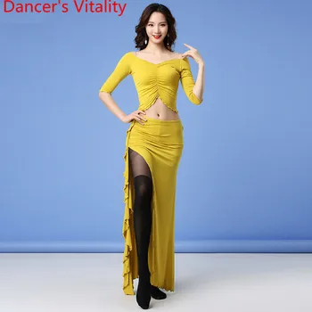 Ples Trebuh Praksi Oblačila Pozimi Novo Modal V Vratu Vrh Dolgo Krilo Nastavite Ženske, Začetnike, Vzhodno Indijski Plesalci Usposabljanje Kostum