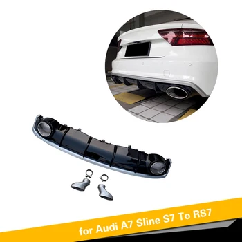 Gloss Black Avto Zadnji Odbijač Difuzor Lip Spojler za Audi A7 Sline S7 2016 - 2018 PP Difuzor Z Izpušnih Nasveti Ne RS7