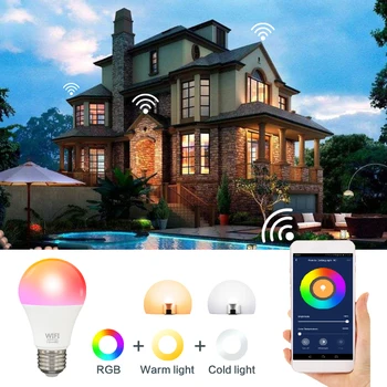 Možnost zatemnitve 15W B22 E27 WiFi Smart Svetlobe LED RGB Žarnice TUYA App z Alexa Google Pomočnik Nadzor Wake up Smart Lučka Noč Svetlobe