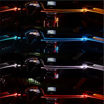 8M RGB LED Vzdušje Avto Svetlobe Notranje opreme svjetlovodni Trakovi Luči z Aplikacijo Nadzor 12V Dekorativni Okolja Lučka