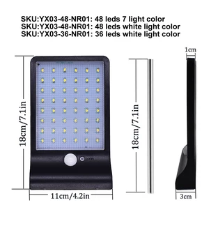48 led LED Sončne Energije Street Light 450LM PIR Senzor Gibanja Svetilke Z Krmilnik Nepremočljiva Prostem Lučka