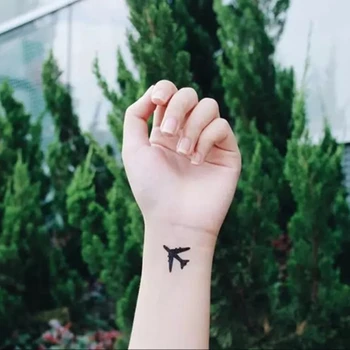 Črna letalo letalo Ponaredek Tatoo Nepremočljiva Začasno Roko Tattoo Nalepke Za Ženske Moški Body Art Tetovaže DIY