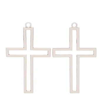 ZXZ 5pcs Tibera Srebro Velikih Odprtih Križ Križ Čare Obesek za Ogrlico Nakit, Izdelava Pribor 76x45mm