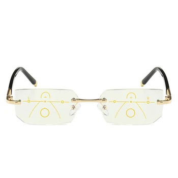 SOOLALA Rimless Progresivna Multifokalna Očala za Branje Očala Proti Modra Svetloba Očala Diamantno Rezanje Presbyopic Očala