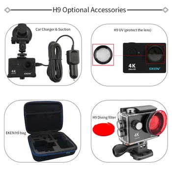 EKEN H9 H9R delovanje Fotoaparata 4K/30 FPS, 1080p/720P 60fps/120FPS Ultra HD podvodni Nepremočljiva Mini Wifi Video Športne Kamere