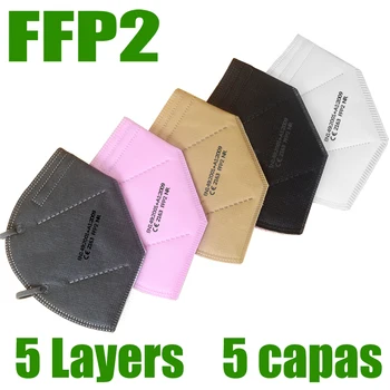 5-200 kos FFP2 masko Usta Masko fp2 PM2.5 95% filter Usta maska za prah standardov v EU, črni, roza, bela, siva Pošlji hitro