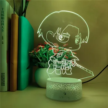 Pametni Telefon Nadzor Anime 3D Noč Lučka Q. ver Napad na Titan Er Jaeger LED Nočna Lučka za Otrok Darilo za Rojstni dan Stranke Dekoracijo
