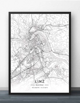 Gradec, Innsbruck Celovcu Linz In Salzburg Dunaj Avstrija Zemljevid Plakat