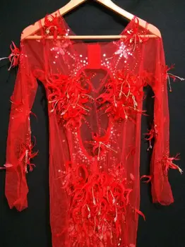 Visoko Elastična Seksi Žensk Obleko O-Vratu Rdečo Obleko Po Meri Ples Večer, Stranka, Moda Obleko