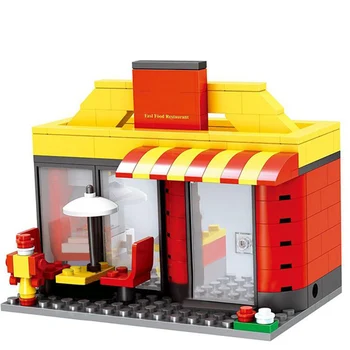 Mini Mesto Ulici Toy Shop Trgovina na Drobno 3D Model Mc Donald KFCE Cafe App Telefon, Mini Gradnik za otrok združljiv