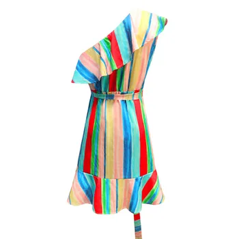 Poletje Oblačenja Žensk Priložnostne Multicolor Trak Spopad Vratu Brez Rokavov Obleke Velikosti Plaži Bohemian Oblačenja Vestido