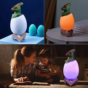 3D Touch Senzor Noč Svetlobe LED 16Colors RGB LED Dinozaver Jajca Postelji Svetilko Daljinski upravljalnik Nočna Igrača za ponovno Polnjenje namizne Svetilke