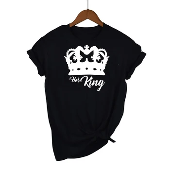 Poletje par T-shirt Kralj Kraljica Tiskanje Nekaj Oblačil T-majica bombaž blagovno znamko T-shirt priložnostne O-vrat Vrhovi Ljubitelje T-Shirt