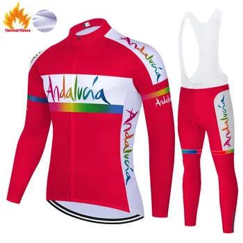 2020 ANDALUCIA team kolesarski Dres kolesarske hlače, Športna oblačila Ropa Ciclismo MENS toplotne runo 20 D mayot bicicleta hombre