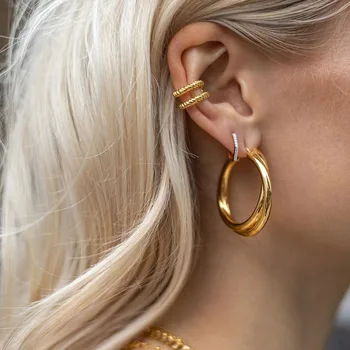 Crossover prepletajo Zlato hoop uhani iz plemenitega jekla, zlaganje hoop uhan za ženske retro moda 2020