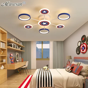 LED Stropne Luči Captain America Za otroška Soba Vrtec Spalnica Studyroom Indooor Doma Dekoracijo AC90-260V Razsvetljave Držalo