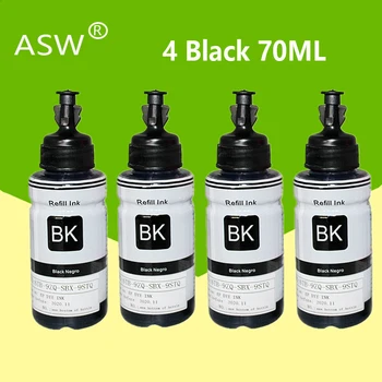 4 X Black 70ml 4 Steklenico Ponovno Črnilom Za Epson L550 L555 L566 L100 L110 L132 L200 L210 L222 L300 L362 L366 Tiskalnik Črnila Kit