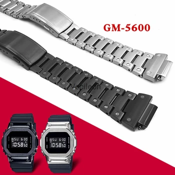 GM-5600 Watchbands in Rezilo iz Nerjavečega Jekla 316L Watch Band in Ploščo, Kovinsko Zapestnico in Ohišje Pokrov Z Orodji Počitnice Darilo