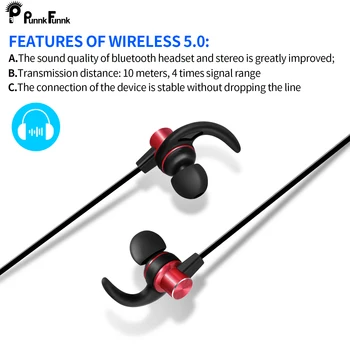 PunnkFunnk Bluetooth Slušalke so Magnetni Vratu Bas Brezžične Stereo slušalke Bluetooth 5.0 slušalke auriculares fone de ouvido