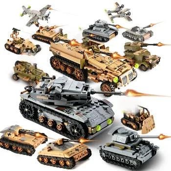 Sembo Vojaška Tehnika Imperiji Tank Zrakoplova Avto gradniki Nastavite 8IN2 nemški Vojni Orožje Ustvarjalca Vojske WW2 Vojaki, Otroci Igrače