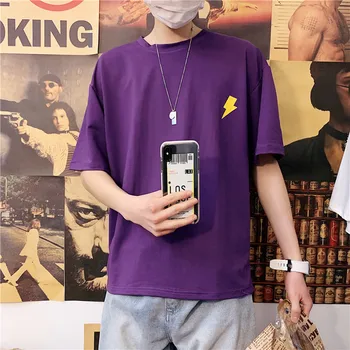 Harajuku Ulične Poletje T Shirt za Moške Moški Tshirt korejskem Slogu Ulzzang Tee Vrh Grafika, Tiskanje Hip Hop Oblačila Kratek Rokav