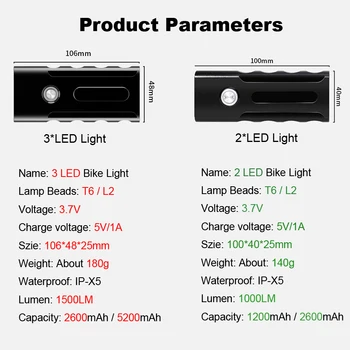 NEWBOLER 5200mAh Kolesarske Luči Komplet T6 L2 Svetilka Za Kolo 2400 Lumen Led Luč USB Smerniki Vesa Cikel Fornt Lučka