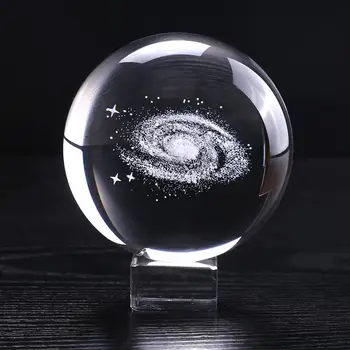 100 mm K9 Kristalno Galaxy Žogo 3D Lasersko Vgravirana Miniaturni Model Sferi Doma Dekor Darilo za Astrophile Ornament