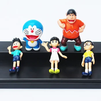 5pcs/Veliko Anime Doraemon Slika Igrače Nobita Shizuka Jaian Suneo Model Lutke Darilo za Otroke