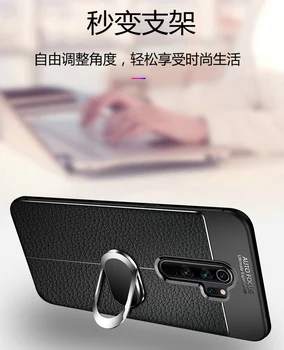 Za Xiaomi Redmi Opomba 8 Pro Primeru Luksuznih Usnjenih teksturo S Stojalom Obroč Magnet Silikonski hrbtni pokrovček primeru za xiaomi redmi opomba 8