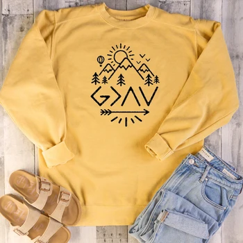 Bog Je Večji Kot Vzponih In Padcih vere gorskih grafični ženske modni bombaž priložnostne hipster puloverji darilo vrhovi M201