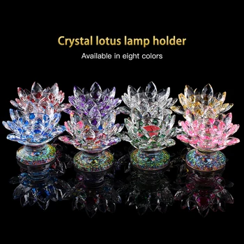 8colors Precej Kristalno Lotus svečniki Stekla Cvet Sveča Čaj Luči Imetnik Svečnik Ornament Feng Shui Dekor Zbirka