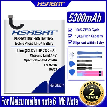 HSABAT 5300mAh BA721 Baterija za Meizu meilan opomba 6 baterije M6 Opomba M721Q M721H M721L