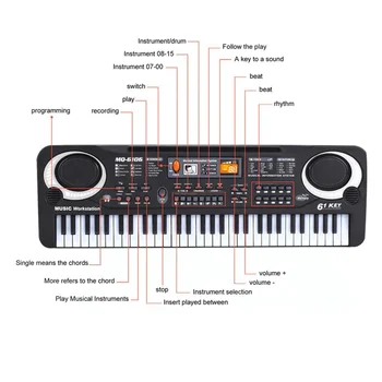 61 Tipke Elektronske Glasbe Tipkovnico Električne Orgle Z Mikrofonom Otrok Glasbeni Instrument Za Zgodnje Učno Orodje Za Otroke