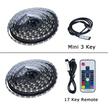 EeeToo 5V USB Kuhinjo Led v Okviru Kabineta Svetlobe LED Omaro Lučka 5050 Prilagodljiva Osvetlitev Z 3Key/ 17Key Krmilnik Nočne Luči