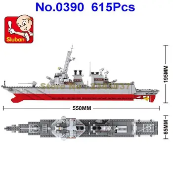 Sluban 615pcs vojska destroyer ima vojne ladje bojne gradniki Igrača