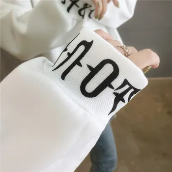Pozimi topel pulover ženske pismo print bela hoodies harajuku prevelik runo ženske majica priložnostne korejskem slogu ulične