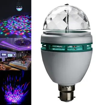 B22 RGB LED Svetilka 3W Kristalno Samodejno Obračanje Lučka Fazi Luč za DJ Disco Bar Club Stranka Pisane Žarnica