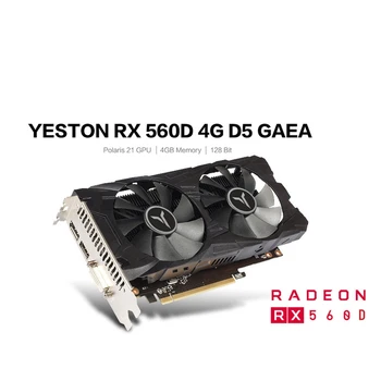 Yeston RX560D-4G D5 GAEA Grafična Kartica Dual Fan Hlajenje, 4 GB Pomnilnika GDDR5 128Bit DP + HD + DVI-D GPU Enhanced Heatsink