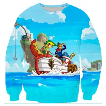 The Legend of Zelda Povezavo Sweatshirts 3D Tiskanja Harajuku Moški Pulover s Kapuco Dolg Rokav Crewneck Ulične Hoody Sudaderas 5XL