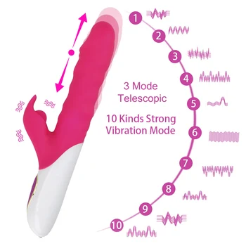 Rabbit Vibrator Ženska Masturbacija Teleskopsko G spot Vibrator, Vibrator za Stimulacijo Klitorisa Sex Igrače za žensko Silikona