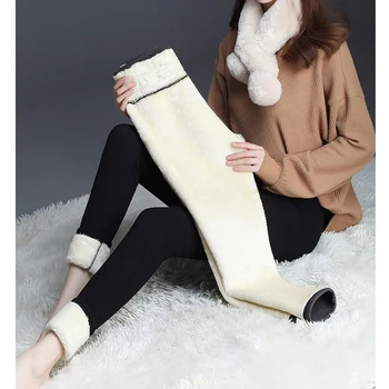 Osnove toplo vitek pas rit dviganje dokolenke zadebelitev Kašmir ženske dokolenke outwear zimskih gum žamet skinny hlače