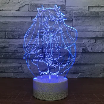 3D Cartoon Hatsume Miku LED RGB Noč Svetlobe 7 Sprememba Barve Desk Svetlobe figuric 058 Fantje Dekleta Božič Igrače