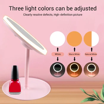 LED Kozmetično Ogledalo Krog Ličila Ogledalo S Svetlobo, Za Ženske 3 Načini Zaslona na Dotik Make-up Ogledalo Z LED Svetlobo Naravno Bela