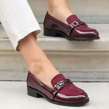 Mio Gusto blagovne Znamke Bernice Burgundija in Mornarsko modre Barve Visoke Kakovosti Oxford Udobje Ženske 's Ravno Čevlji , čevlji za ženske do leta 2020 , oblikovalec čevljev , dame ravno čevlji